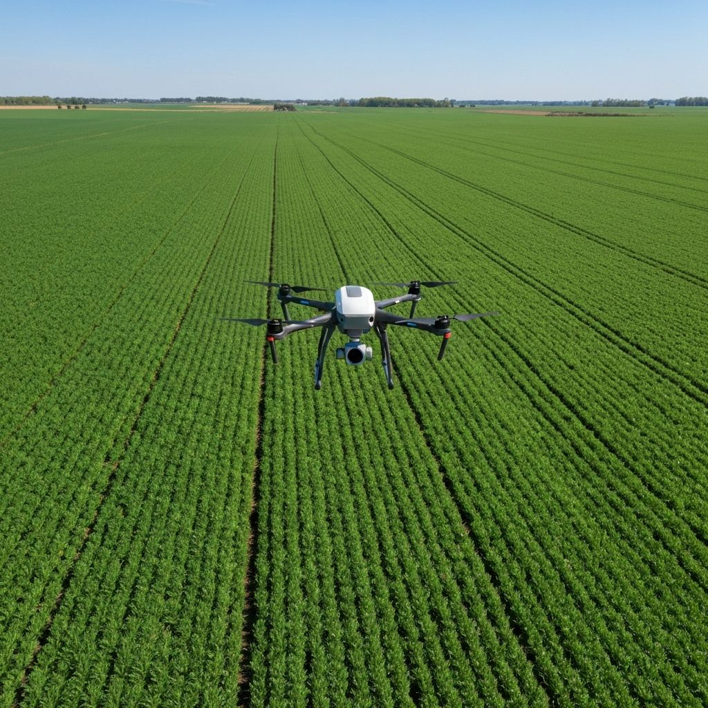Agricultural drone performing precision farming
